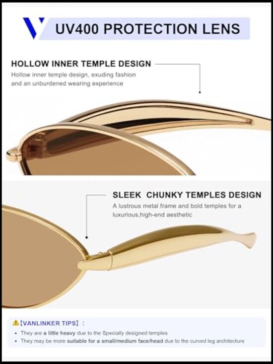 Retro Oval Metal Sunglasses for Women UV400 Polarized Cat Eye Gold Frame Small main image 5